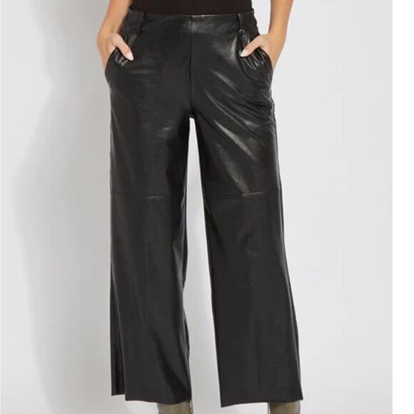 Lyssé New York Aimee Black Vegan Faux Leather Pant Size Small Ankle Length EUC - Picture 1 of 14